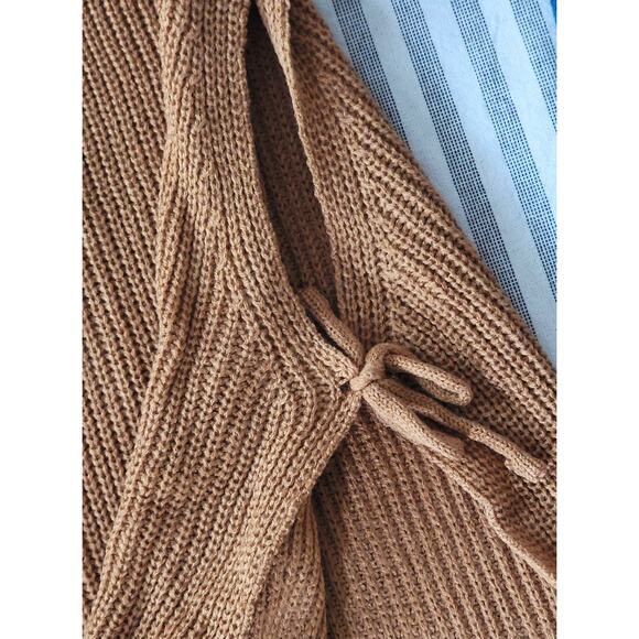 Y2K Camel Brown Mock Neck Knit Sweater Vest Tank Top - Picture 6 of 8